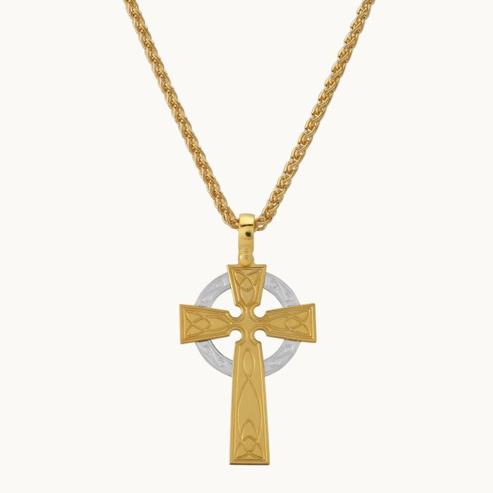 Gold Plated on Sterling Silver Celtic Cross Necklace