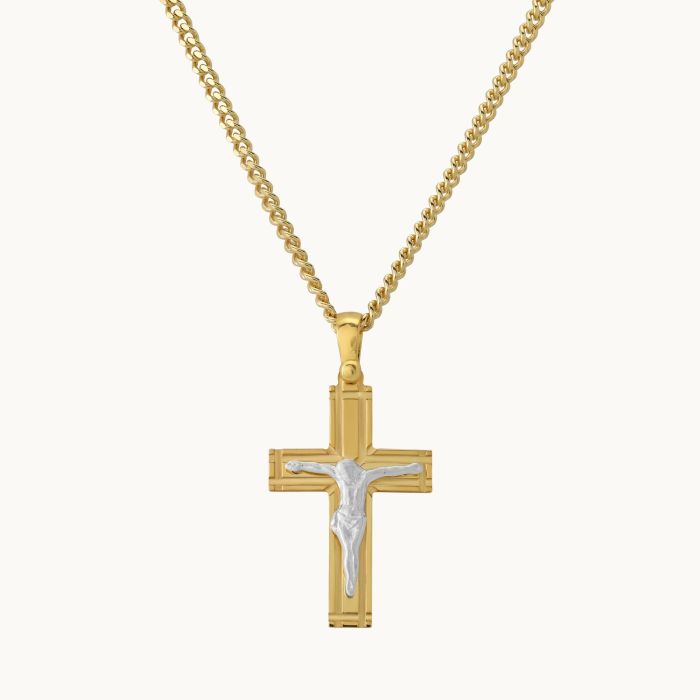 Gold Plated on Sterling Silver Crucifix Cross Necklace