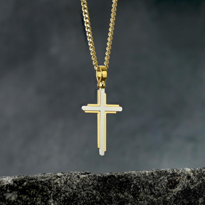 Gold Plated on Sterling Silver Cross Necklace