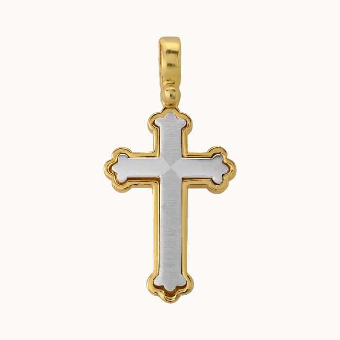 Gold Plated on Sterling Silver Budded Cross Pendant