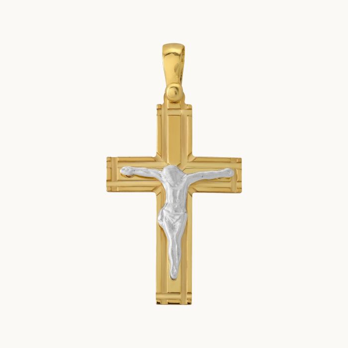 Gold Plated on Sterling Silver Crucifix Cross Pendant