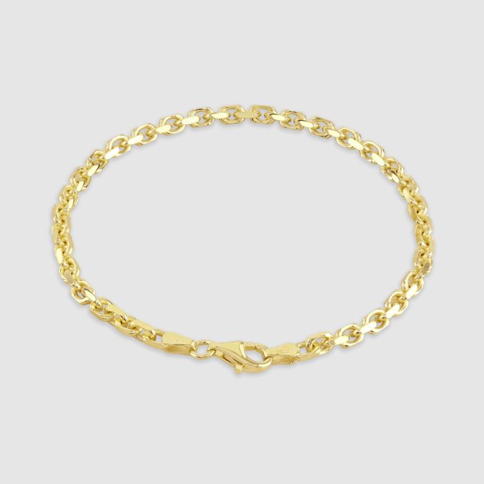9ct Gold Plated Sterling Silver 3.5mm Anchor Bracelet