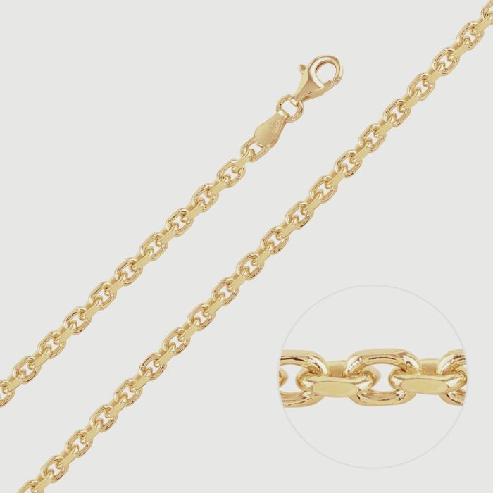 9ct Gold Plated Sterling Silver 3mm Anchor Chain