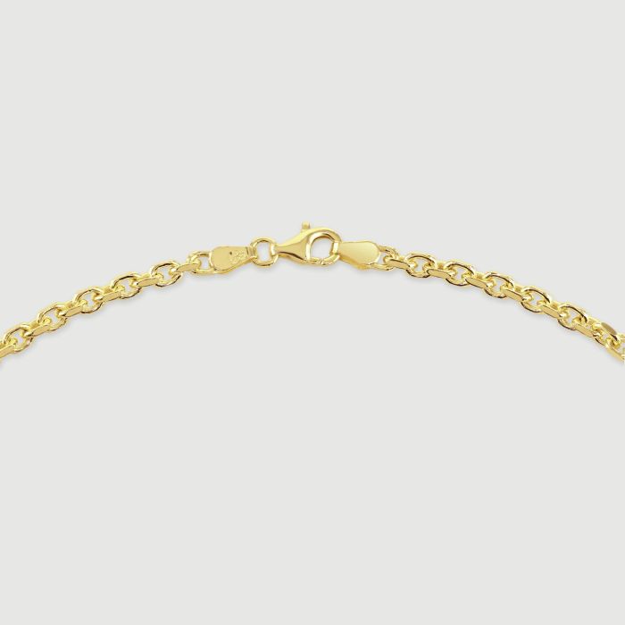 9ct Gold Plated Sterling Silver 3mm Anchor Chain