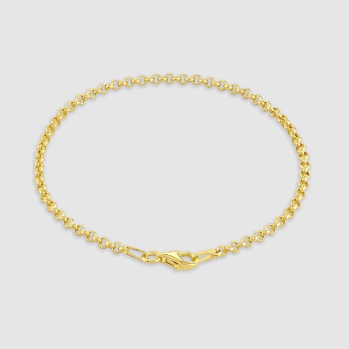 9ct Yellow Gold Plated Sterling Silver 2.6mm Belcher Bracelet