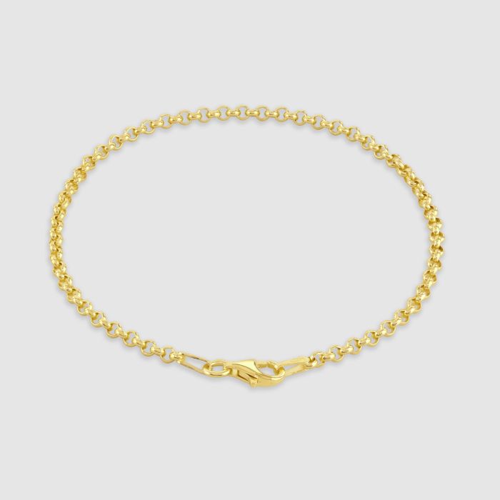 9ct Yellow Gold Plated Sterling Silver 2.6mm Belcher Bracelet with Chain
