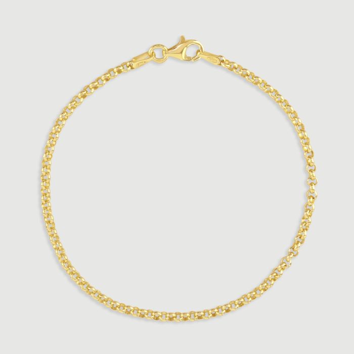 9ct Yellow Gold Plated Sterling Silver 2.6mm Belcher Bracelet with Chain