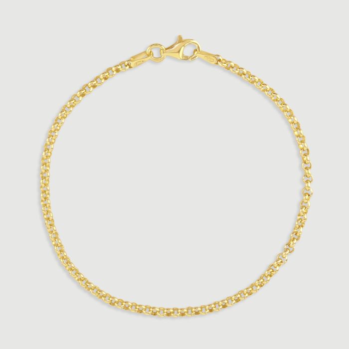 9ct Yellow Gold Plated Sterling Silver 2.6mm Belcher Bracelet