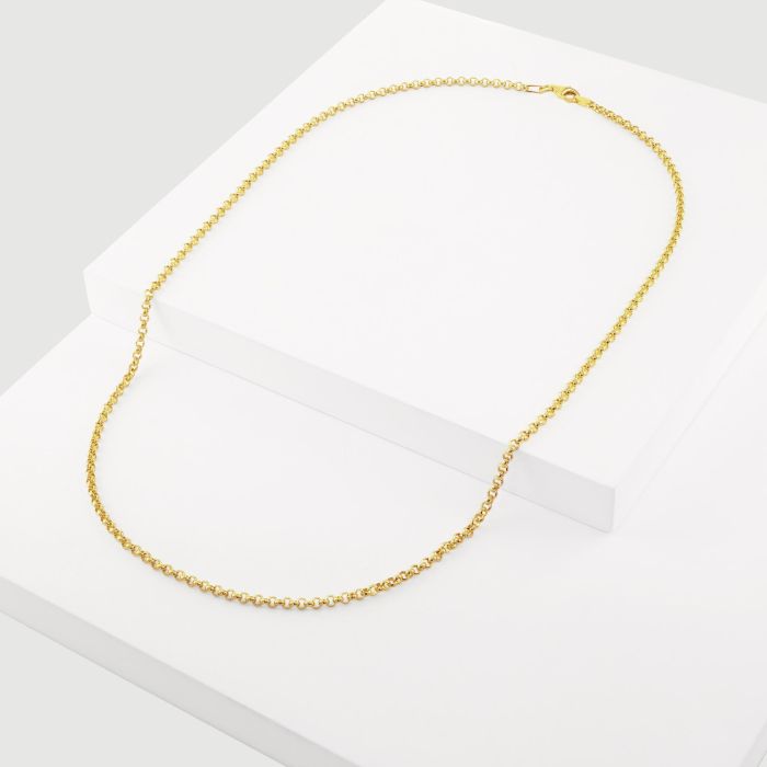9ct Yellow Gold Plated Sterling Silver 2.6mm Belcher Bracelet with Chain