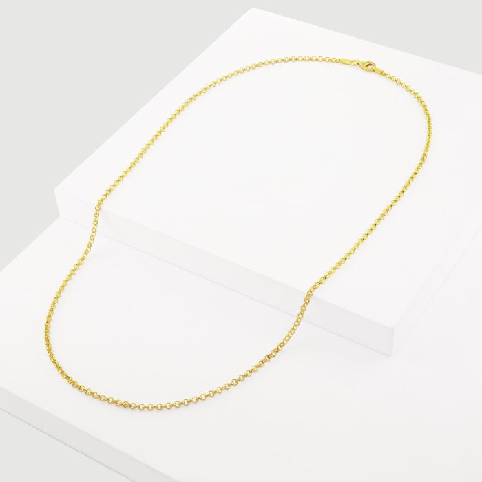 9ct Yellow Gold Plated Sterling Silver 2.3mm Belcher Chain