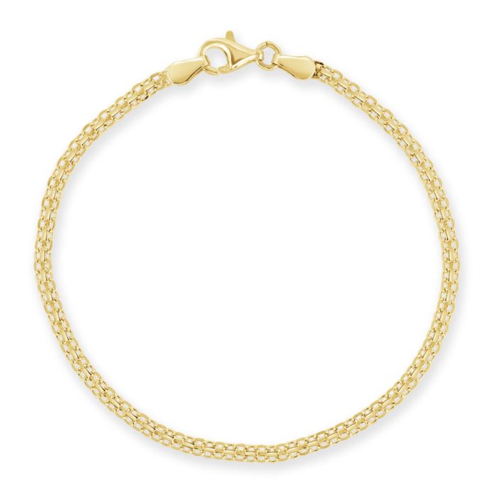 Yellow Gold Plated Sterling Silver 2.4mm Bismark Bracelet with Chain