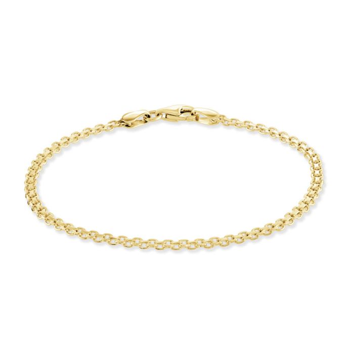 Yellow Gold Plated Sterling Silver 2.4mm Bismark Bracelet with Chain