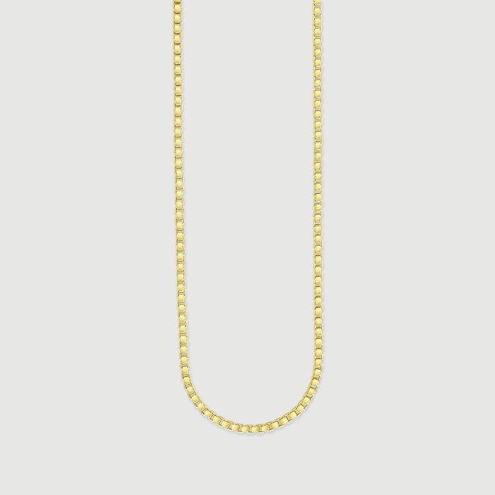 9ct Gold Plated Sterling Silver 2.3mm Box Chain Necklace