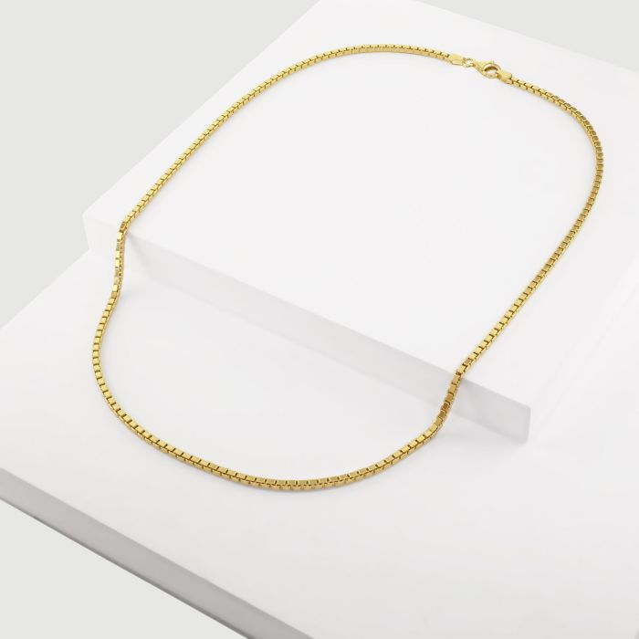 9ct Gold Plated Sterling Silver 2.3mm Box Chain Necklace