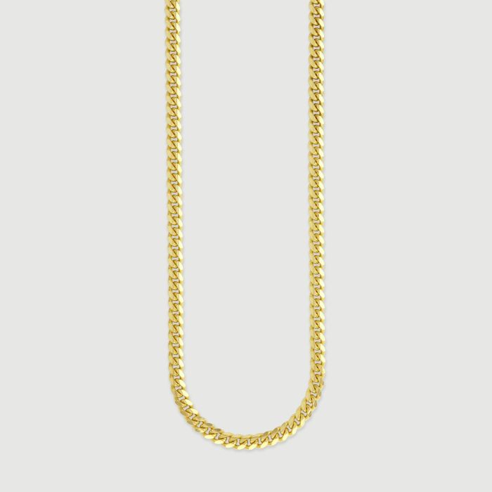 9ct Yellow Gold Plated Sterling Silver 4.2mm Cuban Bracelet with Chain
