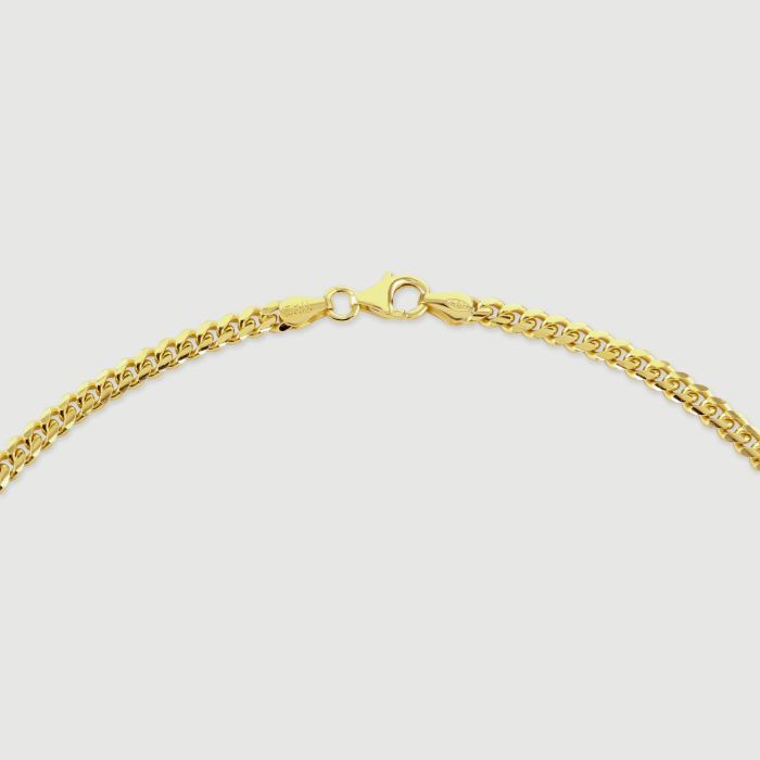 9ct Yellow Gold Plated Sterling Silver 4.2mm Cuban Bracelet with Chain