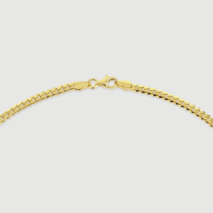 9ct Yellow Gold Plated Sterling Silver 3.5mm Diamond Cut Cuban Chain