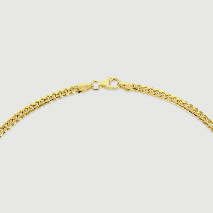 9ct Yellow Gold Plated Sterling Silver 4.2mm Diamond Cut Cuban Chain