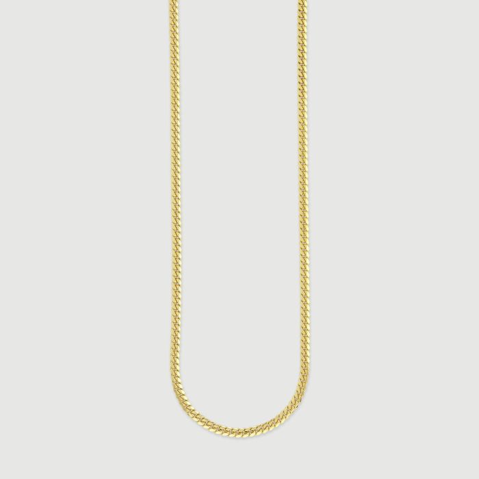 9ct Yellow Gold Plated Sterling Silver 2.7mm Diamond Cut Cuban Chain