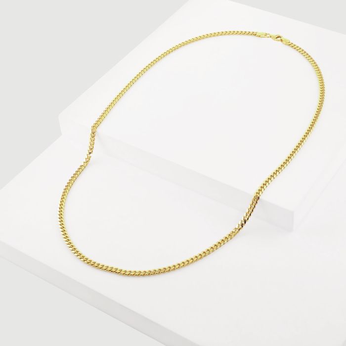 9ct Yellow Gold Plated Sterling Silver 3.5mm Diamond Cut Cuban Chain