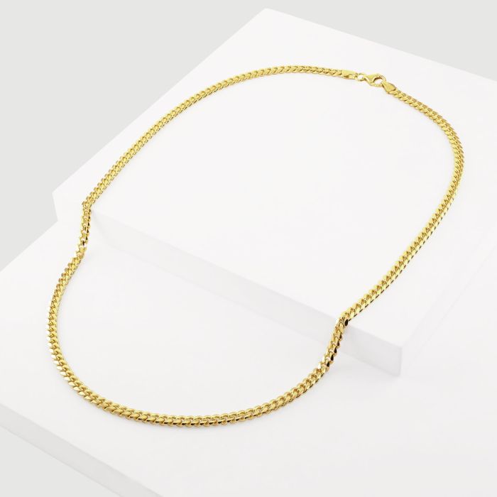 9ct Yellow Gold Plated Sterling Silver 4.2mm Diamond Cut Cuban Chain