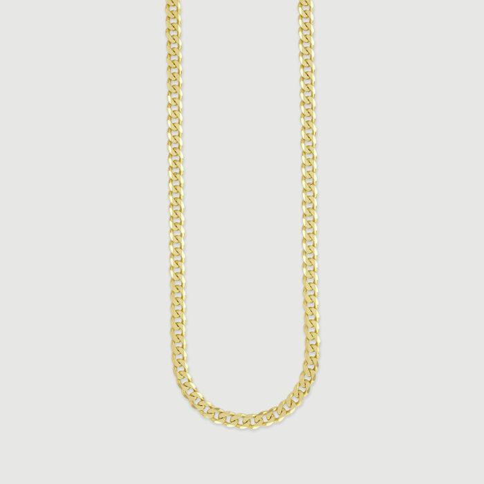 9ct Gold Plated Sterling Silver 4.3mm Diamond Cut Curb Bracelet with Chain