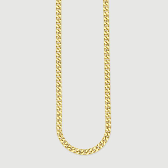 9ct Yellow Gold Plated Sterling Silver 4.2mm Diamond Cut Square Curb Chain
