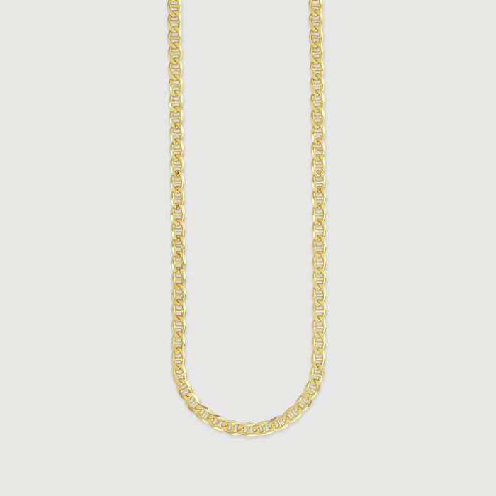 9ct Yellow Gold Plated Sterling Silver 3.7mm Diamond Cut Marina Bracelet with Chain