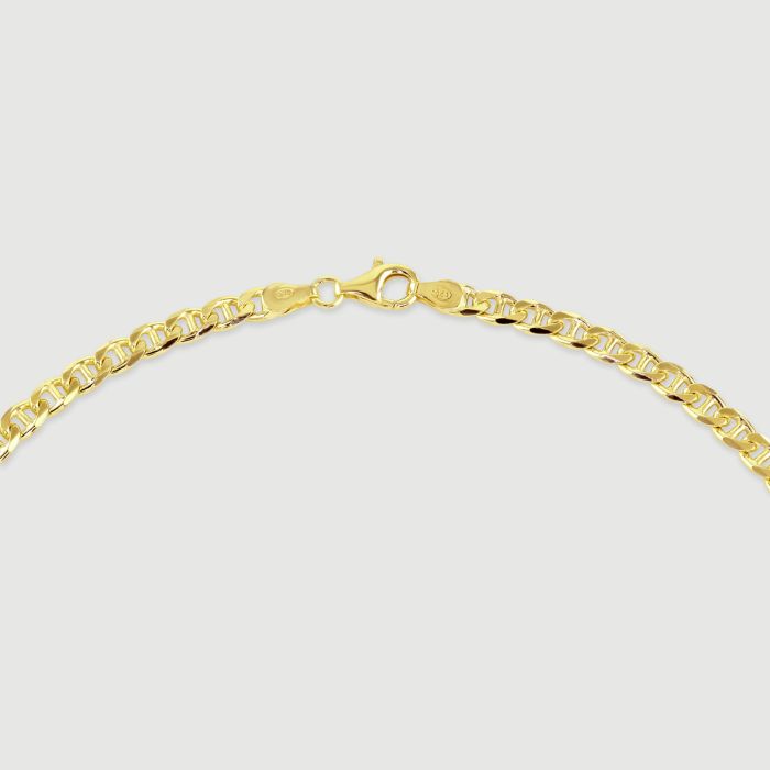 9ct Gold Plated Sterling Silver 4.6mm Diamond Cut Marina Bracelet with Chain