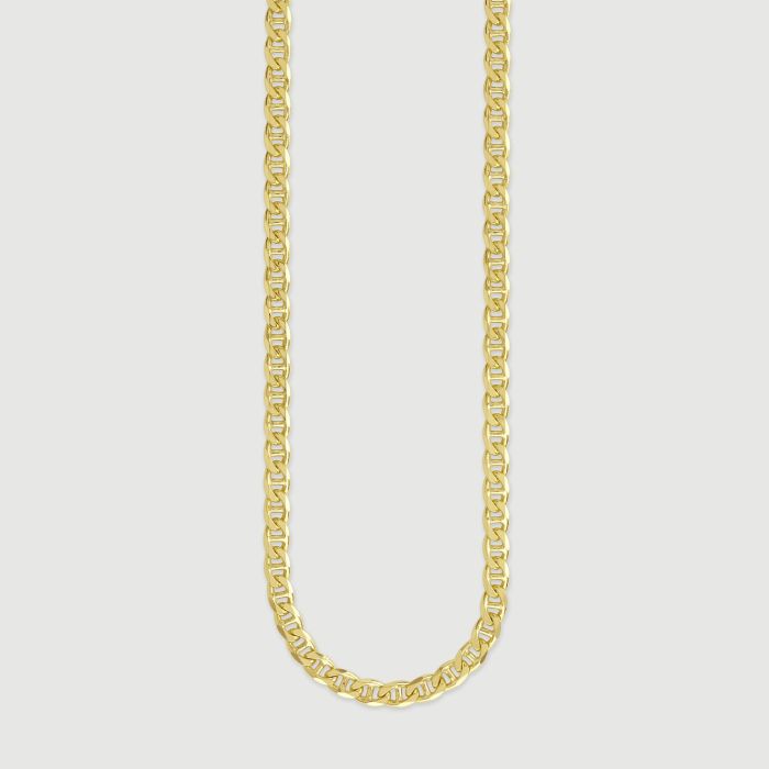9ct Gold Plated Sterling Silver 4.6mm Diamond Cut Marina Bracelet with Chain