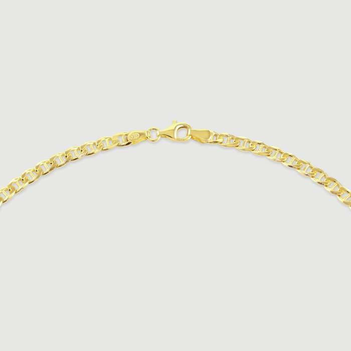 9ct Yellow Gold Plated Sterling Silver 3.7mm Diamond Cut Marina Chain 