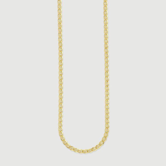 9ct Yellow Gold Plated Sterling Silver 3.1mm Diamond Cut Marina Chain 