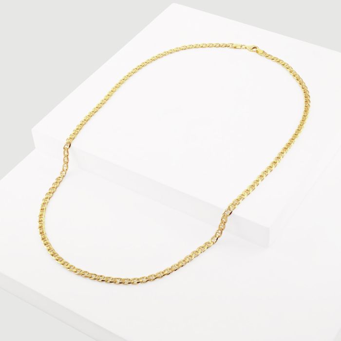 9ct Yellow Gold Plated Sterling Silver 3.7mm Diamond Cut Marina Chain 