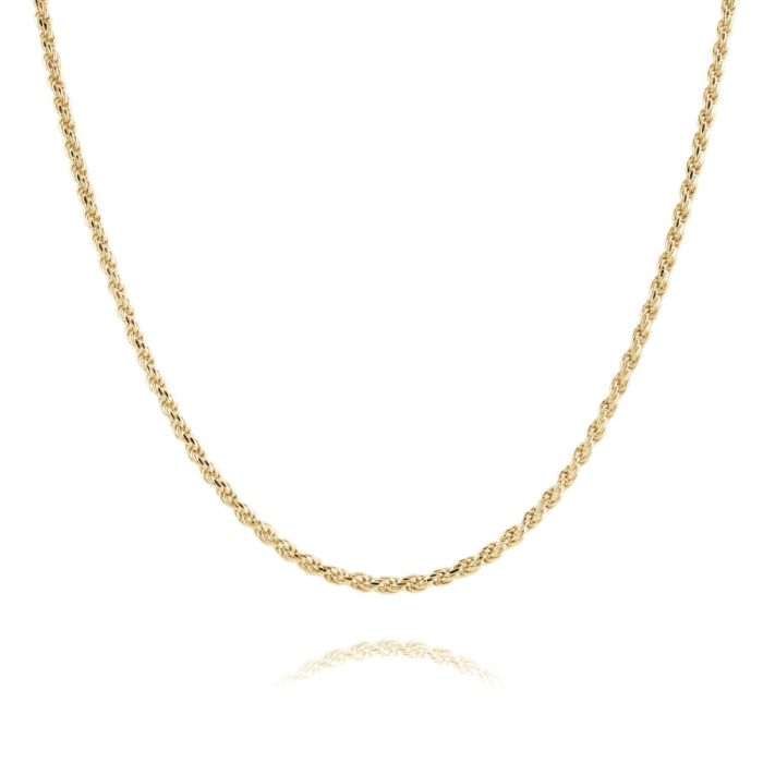  9ct Yellow Gold Plated 1.8mm Diamond Cut Rope Chain Necklace