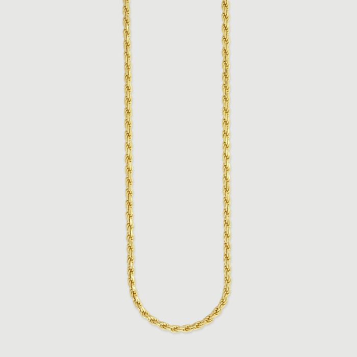 9ct Yellow Gold Plated Sterling Silver 2.8mm Diamond Cut Rope Bracelet with Chain