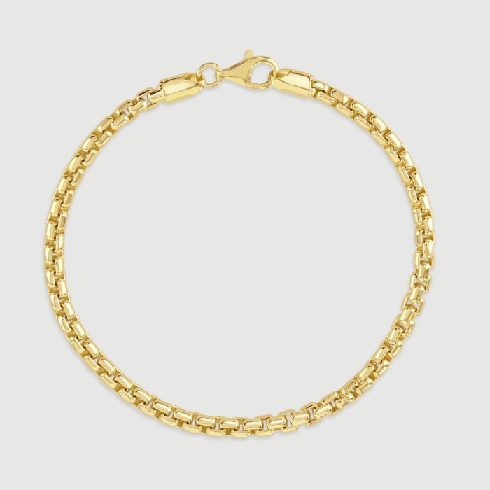 9ct Gold Plated Sterling Silver 3.7mm Rounded Box Bracelet