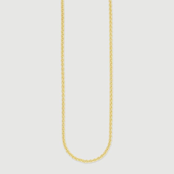 9ct Yellow Gold Plated Sterling Silver 2.5mm Spiga Wheat Bracelet with Chain