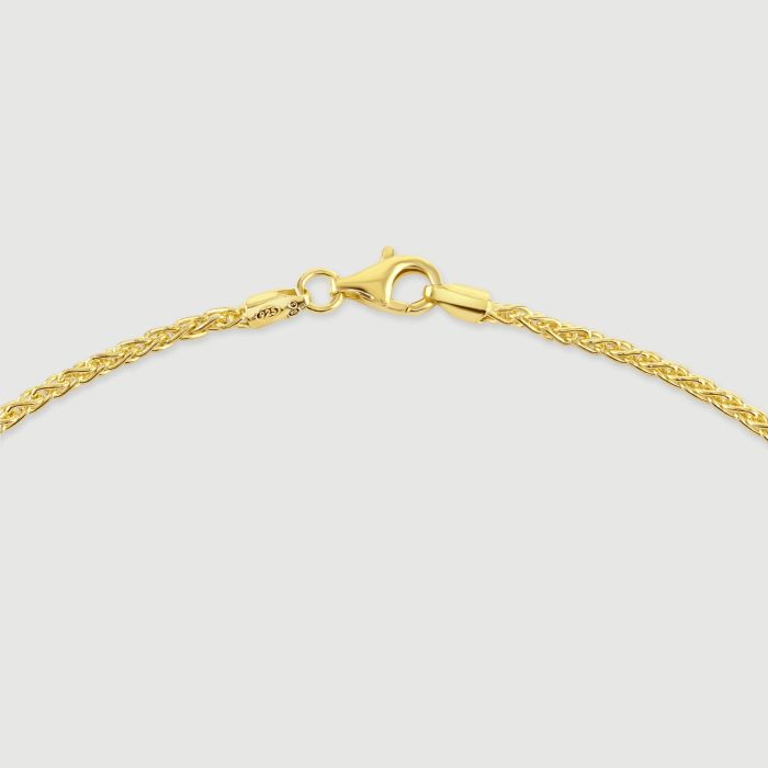 9ct Yellow Gold Plated Sterling Silver 2.5mm Spiga Wheat Bracelet with Chain
