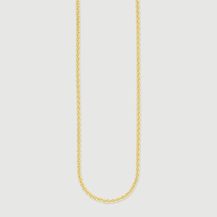 9ct Yellow Gold Plated Sterling Silver 2.5mm Spiga Wheat Chain