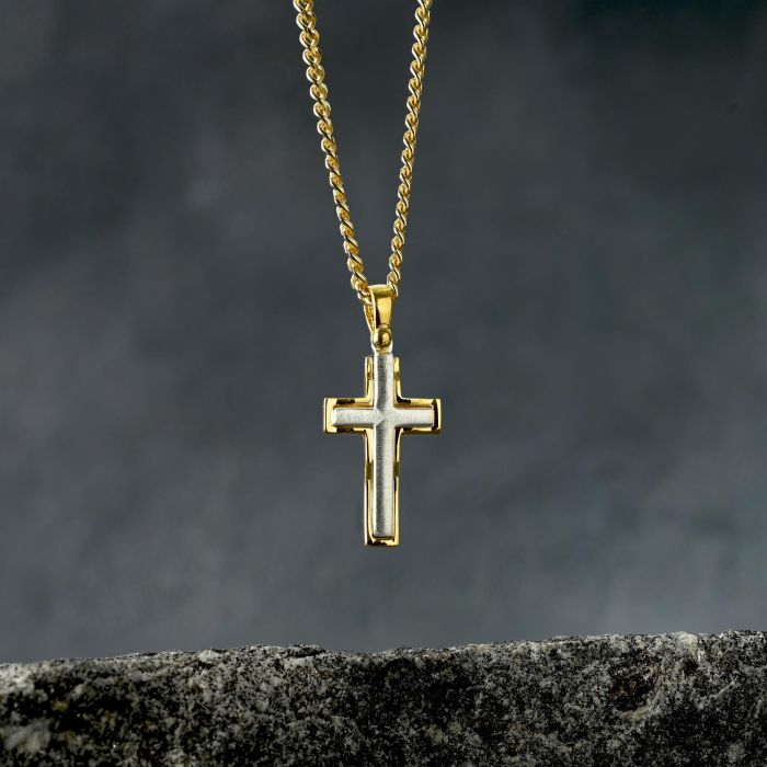 Gold Plated on Sterling Silver Cross Necklace