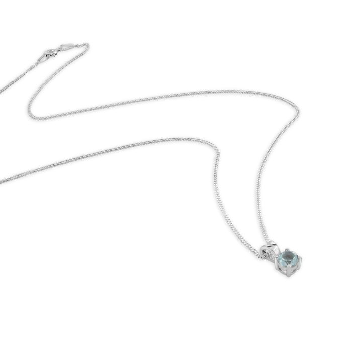 Sterling Silver December Blue Topaz Birthstone Necklace with Curb Chain