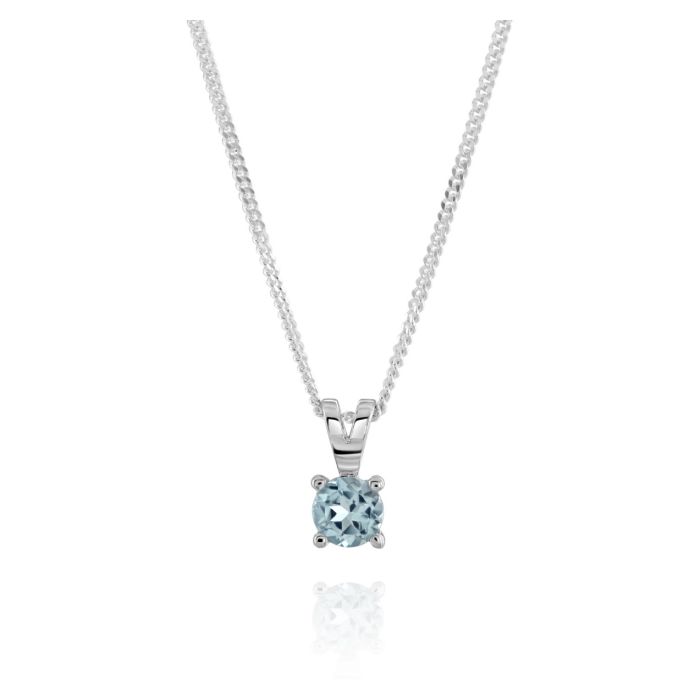 Sterling Silver December Blue Topaz Birthstone Necklace with Curb Chain