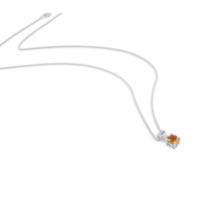 Sterling Silver November Citrine Birthstone Necklace with Curb Chain