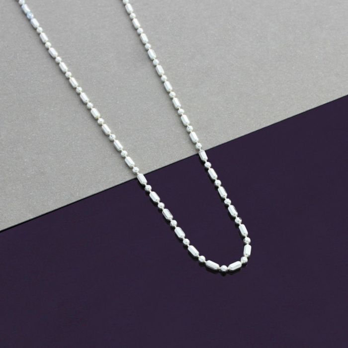 Sterling Silver 1.5mm Diamond Cut Ball Barrel Bead Chain Necklace