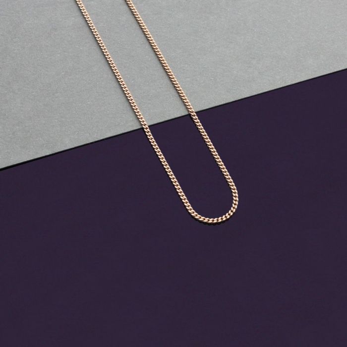 9ct Rose Gold plated 1.2mm Diamond Cut Curb Chain Necklace