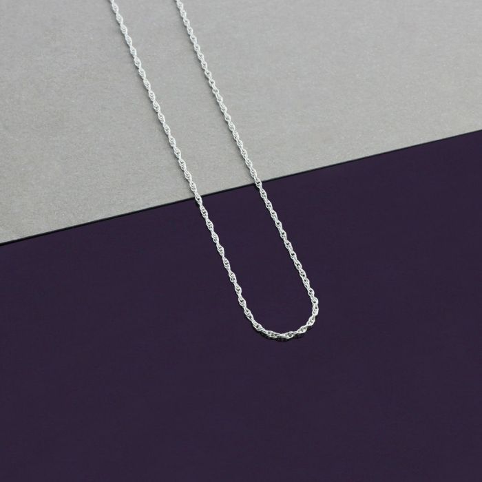 Sterling Silver 1mm Fine Loose Rope Prince Of Wales Chain Necklace