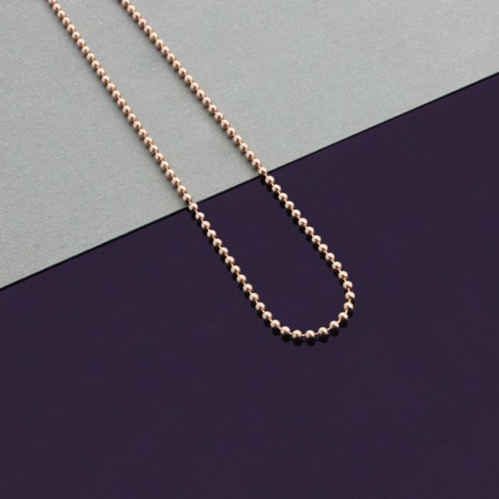 9ct Rose Gold plated 1.5mm Ball Bead Chain Necklace