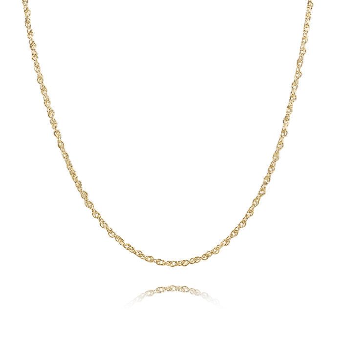  9ct Yellow Gold Plated 1.5mm Loose Rope Prince Of Wales Chain Necklace