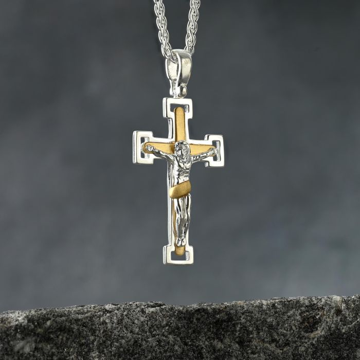 Sterling silver crucifix cross pendant on sale