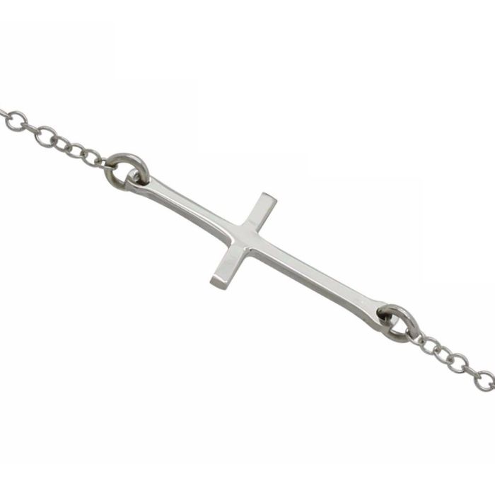 Sterling Silver Sideways Cross Bracelet Extendable Links